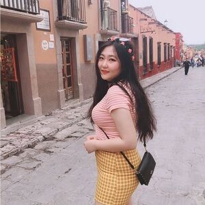 Urban Outfitters Purple and Yellow Striped Top